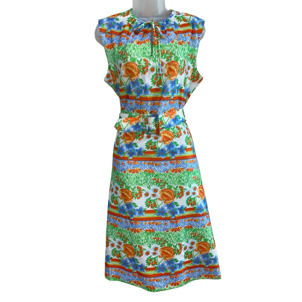 Vintage Trends by Jerrie Lurie Belted Summer Jackie O Dress Size 14